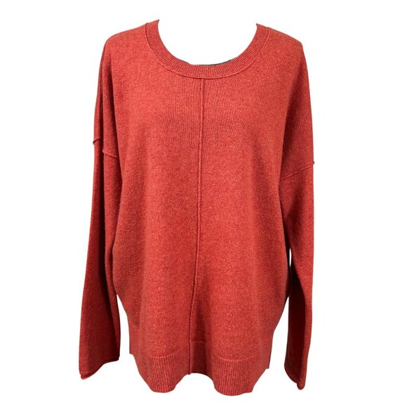 Tahari Pure Lux 100% Cashmere Burnt Orange Crewneck Sweater Size XL - Picture 1 of 8